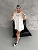 Reka Moda Unisex Baskılı Oversize T-Shirt - Beyaz