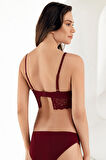 Kadın Bordo Desteksiz Balenli Büstiyer Takım Mb12100-b