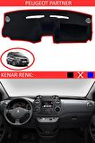 Renault 12 Toros 1973+ İçin Uygun Torpido Koruma Halısı Siyah Kenar Renk Kırmızı