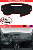 Renault Megane 1 İçin Uygun Torpido Koruma Halısı Siyah Kenar Renk Kırmızı