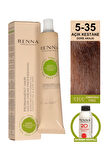 Renna Bitkisel Amonyaksız Saç Boyası 60 Ml 5-35 Açık Kestane Dore Akaju Oksidan Hediyeli