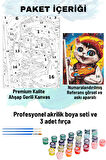 Sayılarla Boyama Seti Numaralı Tuval Fırça Boya 40x50 Cm Ressam Kedi