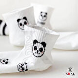  Kadın Erkek Sevimli Panda (5 ÇİFT) Kolej Model Pamuklu Terletmez Çorap Seti