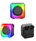 Taşınabilir Rgb Işıklı Radyo Bluetooth Özellikli  Kablosuz Hoparlör+Ses Bombası 3 inç USB/SD 