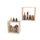 2 Lİ KARE RAF SET  BEYAZ ( PARLAK )
