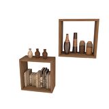 2 Lİ KARE RAF SET  KAFKAS MEŞE ( MAT )