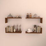 4 LÜ L RAF SET (  45 CM )  HARELİ CEVİZ (MAT)