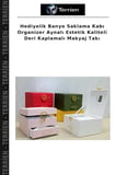 Hediyelik Banyo Saklama Kabı Organizer Aynalı Estetik Kaliteli Deri Kaplamalı Makyaj Takı