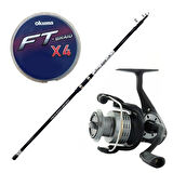 YekOutdoor Olta Seti Okuma Aria Tele Surf 3,90 cm 100-200 gr Surf Kamışı&Okuma Revenger RV-65 Olta Makinesi