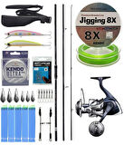 YekOutdoor Yüksek Performans Okuma Ceymar Surf 4,30 m 100-250 gr 3 Parça Surf Kamışı&Shimano Twin Power 8000 SW C PG Jig Olta Makinesi