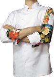 Aşçı Ceketi Desenli Unisex Çıtçıtlı Beyaz Uzun Kollu Chef Aşçı Mutfak Ceket Tablo Desenli