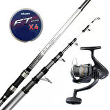 YekOutdoor Surf Kamışı Olta Takımı Okuma Wave Power Tele Surf 3.90 cm 100-200 gr 5 Parça Surf Kamışı- Okuma Revenger RV-65 FD Olta Makinesi