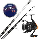 YekOutdoor Hazır Olta Seti Okuma Wave Power Tele Surf 4.20 cm 100-200 gr 5 Parça Surf Kamışı&Okuma JAW-65 3+1BB Olta Makinesi