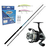 YekOutdoor Hazır Spin Olta Seti Okuma G-Power Spin 9' 270cm 7-35 gr 2 Parça Spin Kamışı&Okuma Revenger RV-40 FD Olta Makinesi