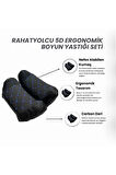 RahatYolcu 5D Ergonomik Boyun Yastığı Seti 2 Adet Siyah Mavi