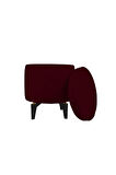 Rio Retro Ayaklı Sandıklı Silindir Dekoratif Puf - Bordo