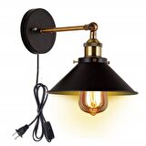 RİOLİGHT RETRO MAFSALLI FİŞLİ KABLOLU METAL DUVAR APLİK ŞAPKA ÇAPI: 22CM