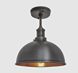 RİOLİGHT RETRO SİYAH İÇİ ALTIN TEKLİ PLOFONYER AVİZE ŞAPKA ÇAPI: 30CM