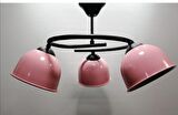 RİOLİGHT MODERN ÜÇLÜ PEMBE BAŞLIK GENÇ,ÇOCUK,YATAK ODASI METAL SARKIT AVİZE 