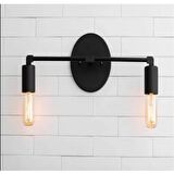 RİOLİGHT MODERN İKİLİ SİYAH METAL DUVAR APLİK