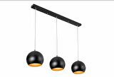 RİOLİGHT RETRO RUSTİK SİYAH İÇİ GOLD KÜRE 3XE27 DUY MASA ÜSTÜ SARKIT METAL AVİZE TABAN UZUNLUĞU:60CM