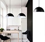 RİOLİGHT MODERN 1 SİYAH İÇİ BEYAZ TEKLİ METAL SARKIT AVİZE ÇAP:40CM NOT: 1ADET FİYATIDIR