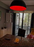 RİOLİGHT MODERN PARLAK SİYAH İÇİ KIRMIZI CAFE,MUTFAK,GENÇ ODASI TEKLİ METAL SARKIT AVİZE ÇAP:40CM