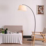RİOLİGHT RETRO RUSTİK HAREKETLİ KREM KUMAŞ BAŞLIK SİYAH METAL LAMBADER KÖŞE LAMBASI ŞAPKA ÇAPI:45CM