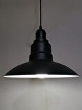 RİOLİGHT RETRO,RUSTİK,MODERN SİYAH İÇİ BEYAZ MUTFAK,CAFE İÇİN TEKLİ METAL SARKIT AVİZE ÇAP:30CM