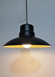 RİOLİGHT RETRO,RUSTİK,MODERN SİYAH İÇİ GOLD MUTFAK,ODA,CAFE İÇİN TEKLİ METAL SARKIT AVİZE ÇAP: 30CM