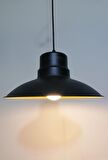 RİOLİGHT RETRO,RUSTİK,MODERN SİYAH İÇİ GOLD MUTFAK,ODA,CAFE İÇİN TEKLİ METAL SARKIT AVİZE ÇAP: 30CM