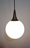 RİOLİGHT RETRO,RUSTİK ODA,KOLİDOR, CAFE İÇİN BAKIR AKSESUARLI OPAL CAM TEKLİ SARKIT AVİZE ÇAP:20CM
