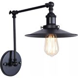RİOLİGHT RETRO,RUSTİK 1XE27 DUYLU ÜÇ MAFSALLI SİYAH HAREKETLİ BAŞLIK AKROBAT APLİK ŞAPKA ÇAPI:23CM