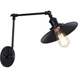 RİOLİGHT RETRO,RUSTİK 1XE27 DUYLU ÜÇ MAFSALLI SİYAH HAREKETLİ BAŞLIK AKROBAT APLİK ŞAPKA ÇAPI:23CM