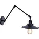 RİOLİGHT RETRO,RUSTİK 1XE27 DUYLU ÜÇ MAFSALLI SİYAH HAREKETLİ BAŞLIK AKROBAT APLİK ŞAPKA ÇAPI:23CM