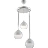RİOLİGHT RETRO,RUSTİK BEYAZ METAL GÖVDE OPAL CAMLI BAŞLIK 3XE27 DUYLU SARKIT AVİZE