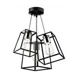 RİOLİGHT RETRO,RUSTİK SİYAH 3XE27 DUYLU KÜP METAL SARKIT AVİZE