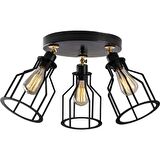 RİOLİGHT RETRO,RUSTİK 3XE27 DUYLU KAFES METAL PLOFONYER AVİZE TABAN ÇAPI:30CM