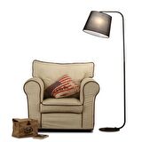 RİOLİGHT RETRO3 RUSTİK SİYAH HAREKETLİ KUMAŞ BAŞLIK METAL LAMBADER KÖŞE LAMBASI