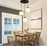 RİOLİGHT MODERN OPAL CAMLI 3XE27 DUYLU SİYAH METAL GÖVDE SARKIT AVİZE TABAN ÇAPI:30CM
