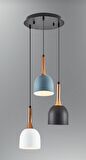 RİOLİGHT RETRO,RUSTİK,VİNTAGE 3XE27 DUYLU RENKLİ BAŞLIK METAL SARKIT AVİZE TABAN ÇAPI:30CM