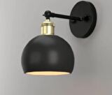 RİOLİGHT RETRO,RUSTİK,VİNTAGE MAFSALLI SİYAH HAREKETLİ BAŞLIK TEKLİ METAL DUVAR APLİK GLOP ÇAPI:15CM