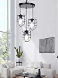 RİOLİGHT RETRO,RUSTİK,VİNTAGE SİYAH KAFES 3XE27 DUYLU METAL SARKIT AVİZE