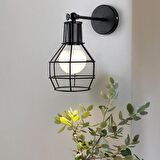 RİOLİGHT RETRO2,RUSTİK,VİNTAGE SİYAH KAFES 1XE27 DUYLU METAL DUVAR APLİK