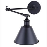 RIOLİGHT RETRO,RUSTİK,VİNTAGE SİYAH 1XE27 DUYLU HAREKETLİ BAŞLIK AKROBAT DUVAR APLİK