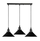 RİOLİGHT VİNTAGE12,RETRO,RUSTİK, MASA ÜSTÜ SİYAH 3XE27 DUYLU METAL SARKIT AVİZE UZUNLUK:60CM