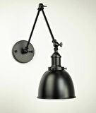 RİOLİGHT VİNTAGE,RETRO,RUSTİK ÜÇ MAFSALLI HAREKETLİ BAŞLIK 1XE27 METAL SİYAH AKROBAT DUVAR APLİK