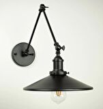 RİOLİGHT VİNTAGE,RETRO,RUSTİK 1XE27 SİYAH ÜÇ MAFSALLI AKROBAT METAL DUVAR APLİK ŞAPKA ÇAPI:23CM