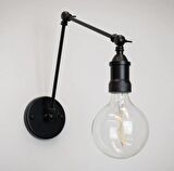 RİOLİGHT RETRO,MODERN SİYAH 1XE27 DUYLU ÜÇ MAFSALLI METAL AKROBAT DUVAR APLİK
