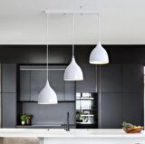 RİOLİGHT RETRO,RUSTİK,VİNTAGE BEYAZ 3XE27 MASA ÜSTÜ SIRALI METAL SARKIT AVİZE TABAN UZUNLUĞU:60CM